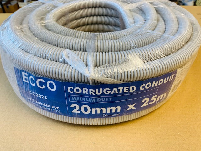 25mmD Flexible PVC Cable Conduit Pipe Electrical Corrugated Conduit 25m  Roll.