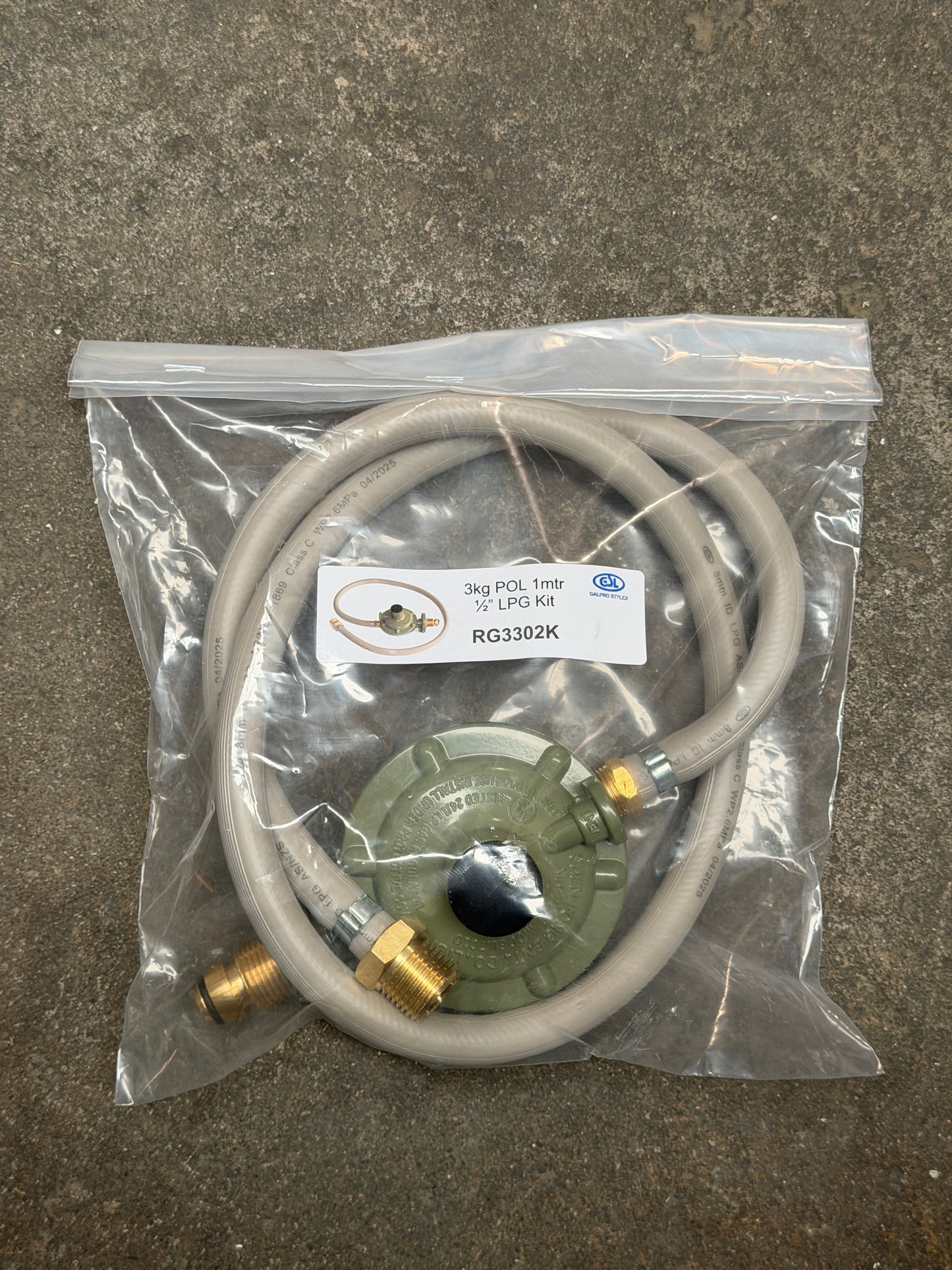 [GRG1001] Gas Regulator 3kg POL 1/2" LPG Kit