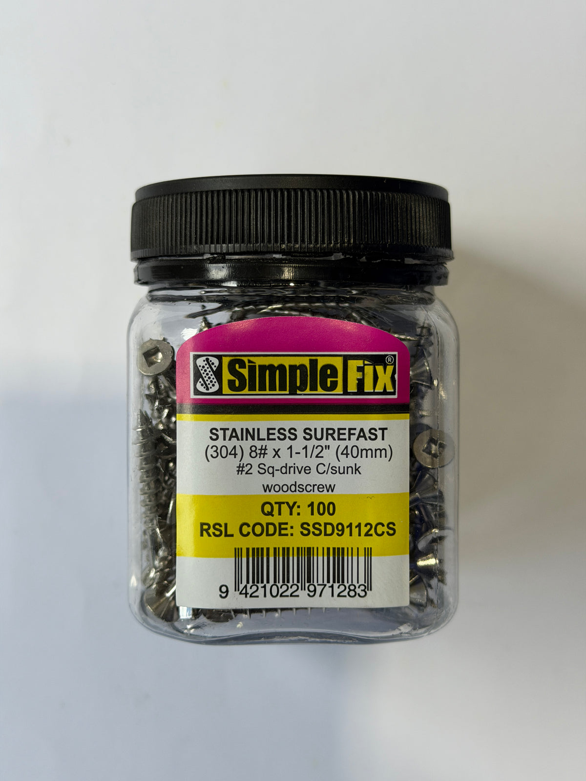 [SBL1004] SimpleFix Stainless 304 Surefast Woodscrew 8 x 1-1/2"