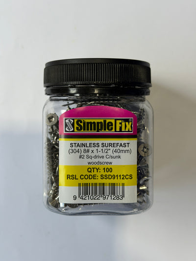 [SBL1004] SimpleFix Stainless 304 Surefast Woodscrew 8 x 1-1/2"