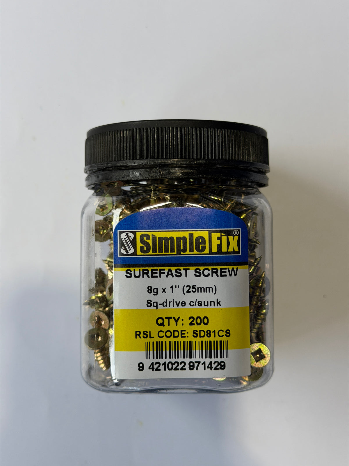[SBL1009] SimpleFix Surefast Square Drive Screw 8 x 25mm