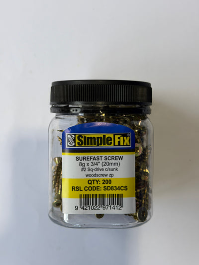 [SBL1010] SimpleFix Surefast Square Drive Screw 8 x 19mm