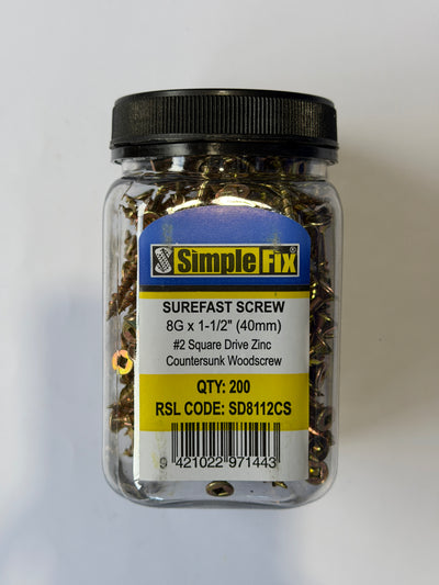 [SBL1012] SimpleFix Surefast Square Drive Woodscrew 8 x 38mm