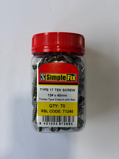 [SBL1015] SimpleFix Type 17 Wood Tek Screw 12 x 40mm C4 Neo