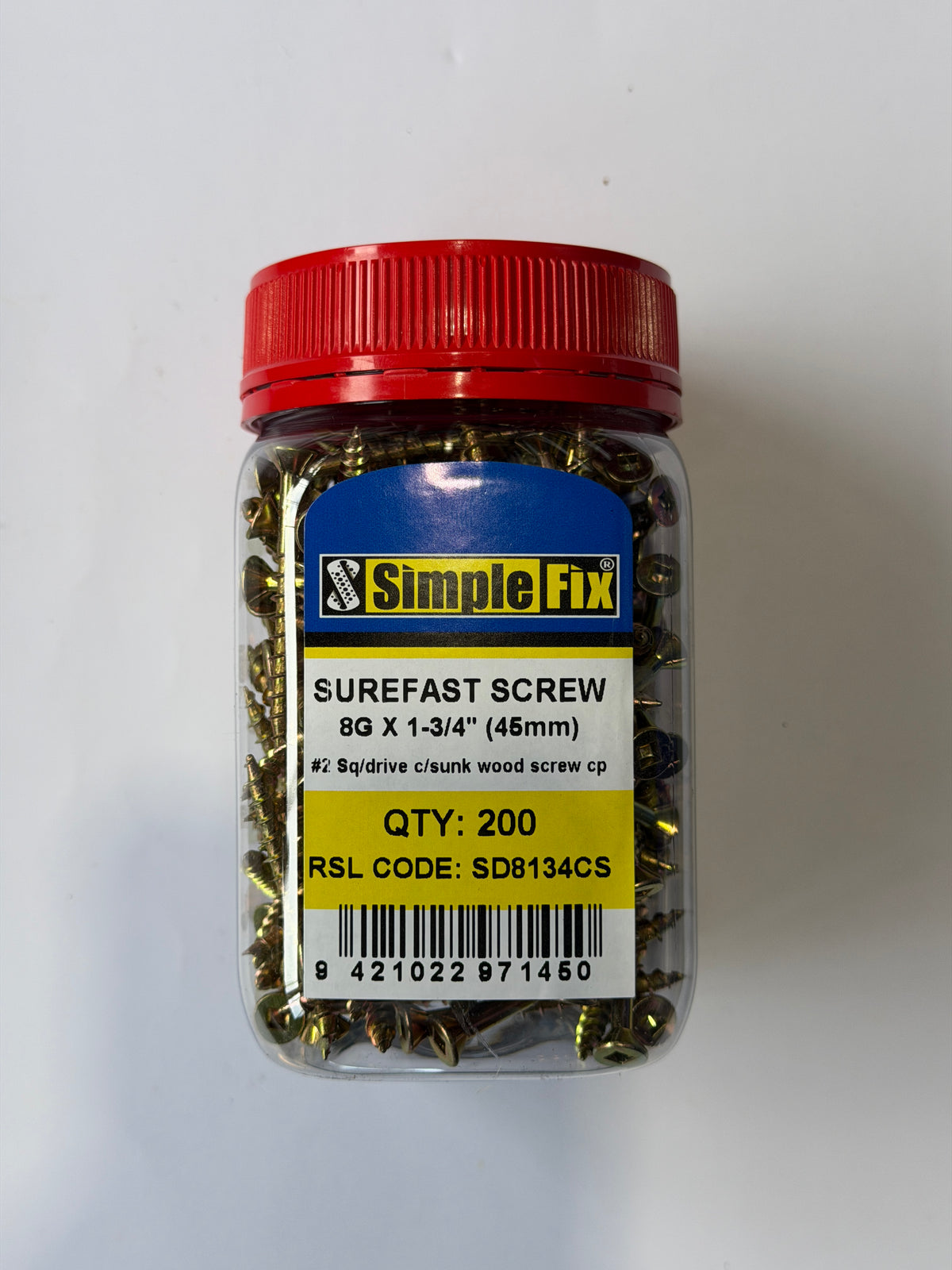 [SBL1017] SimpleFix Surefast Square Drive Woodscrew 8 x 45mm
