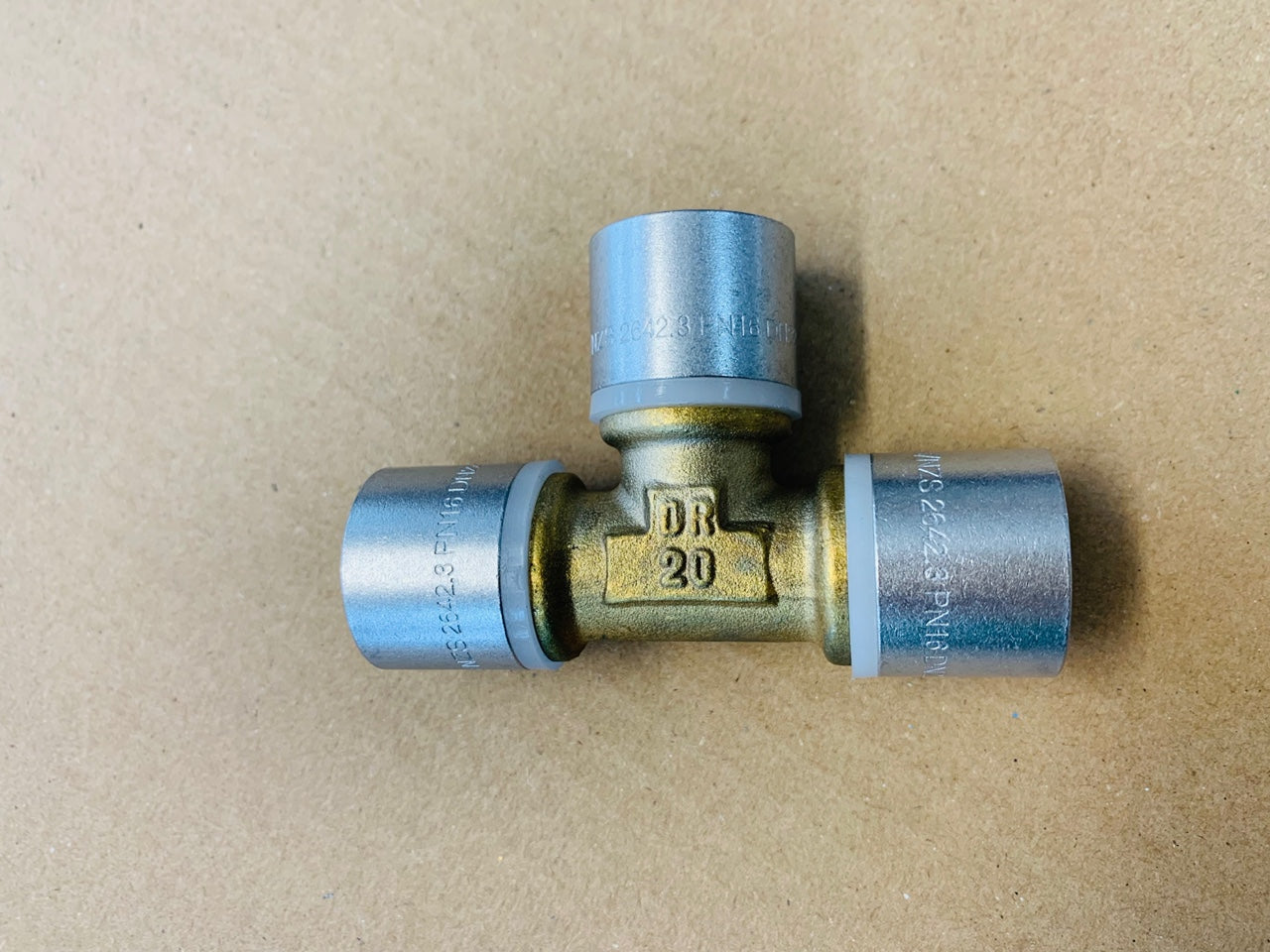 [CRP1010] PB Crimp Brass Equal Tee