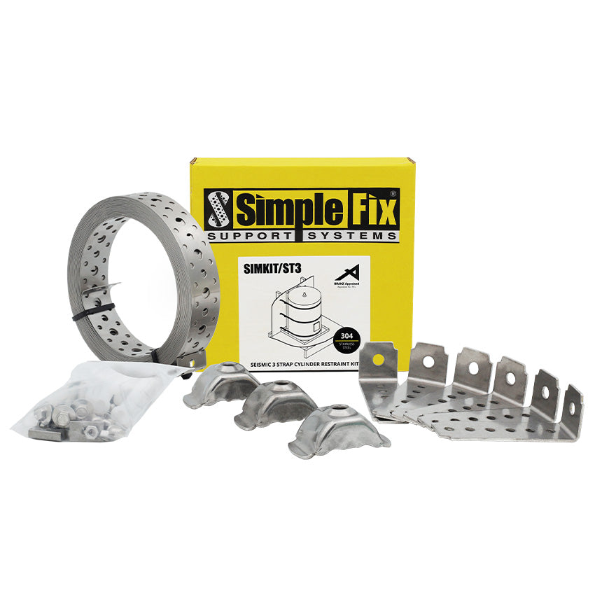 [HWC1009] SimpleFix Seismic Cylinder Restraint Kit 3 Strap 304 Stainless