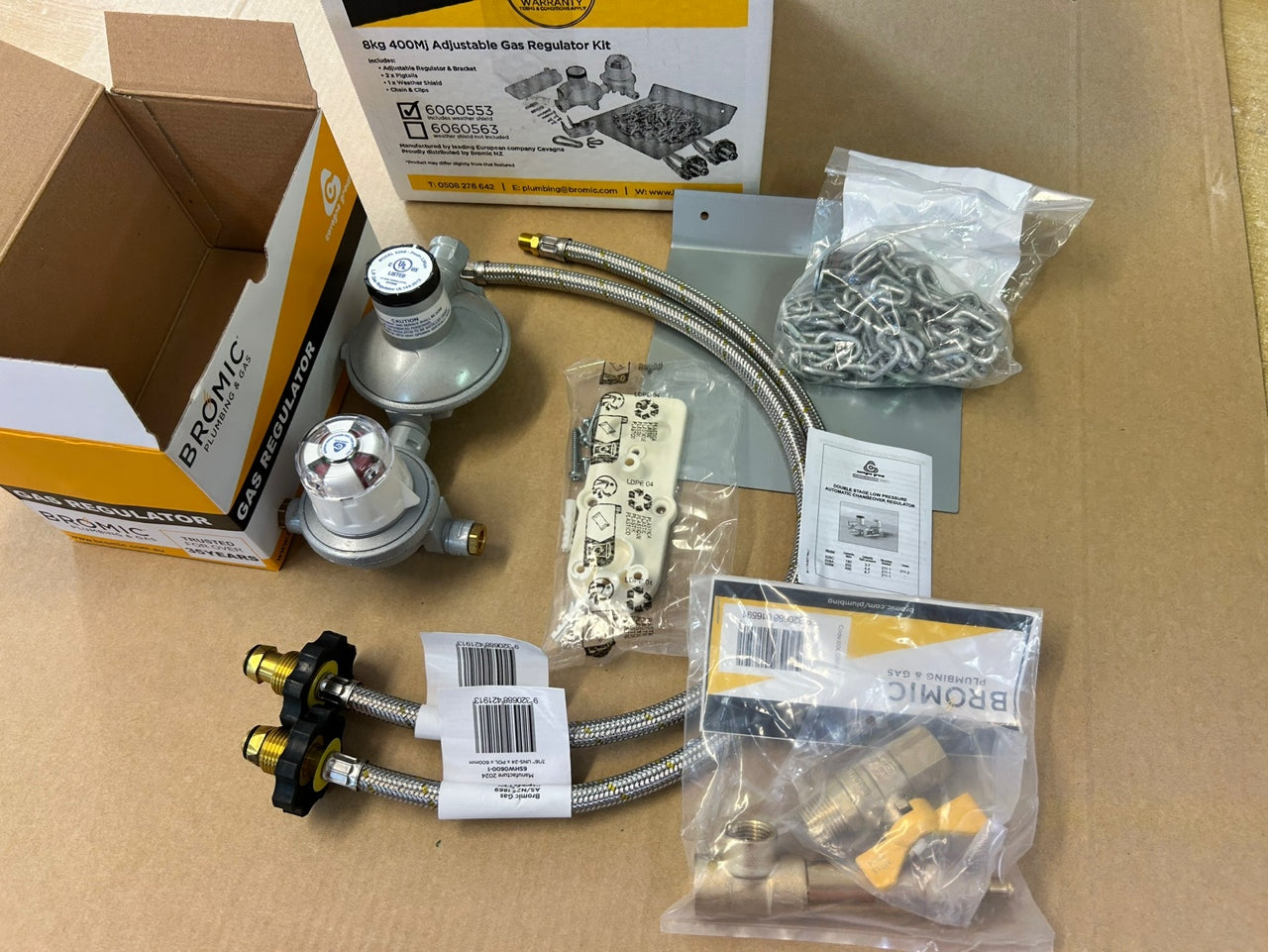 [GRH1003] Bromic Adjustable Gas Regulator Kit 8Kg 400Mj